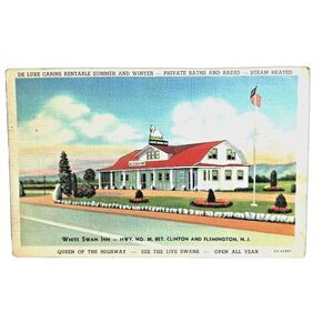 White Swan Inn Postcard Flemington NJ Linen Vintage Colortone 1940 Posted